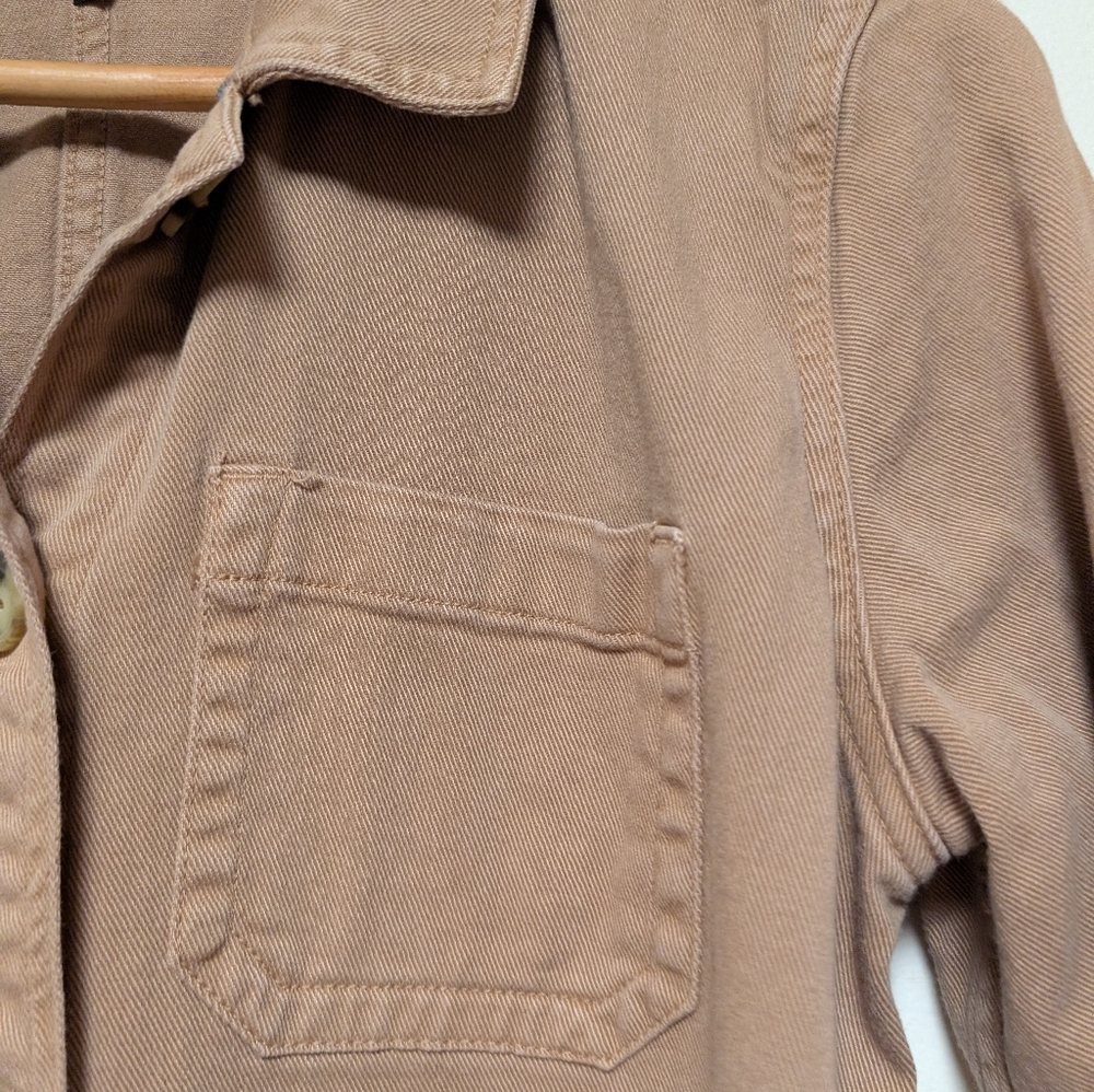 Quince Tan Utility Jacket M Cotton Stretch Chore Coat - Picture 3 of 8